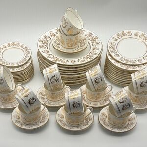Coalport Allegro China –Elegant Gold & Brown Floral Bone China-made in England